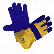 Перчатки ЭП "Summer Yeti" спилковые комбинированные (сине-желтые), 10,5р - фото