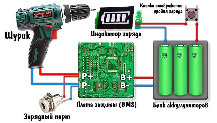 Схема сборки аккумуляторной батареи