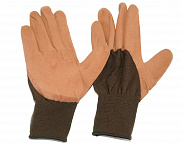 Перчатки КНР нейлоновые, светло-коричневые, полный облив - фото