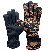 Перчатки КНР зимние (чёрные/камуфляж) с ремешком YLR 4 - фото