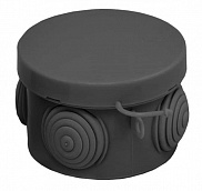 Коробка распределительная ОУ, IP54, 65х40мм, 4 ввода, с гермовводами, круглая, черная - фото