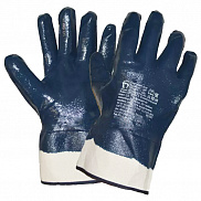 Перчатки Опторика ХБ, полная обливка, нитрил, манжет крага, XL (10р) - фото