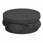 Коробка распределительная ОУ, IP54, 85х40мм, 4 ввода, с гермовводами, круглая, черная - фото