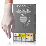 Перчатки латексные опудренные Benovy, L - фото