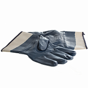 Перчатки Снабторг нитрил (синие), полный облив, крага - фото