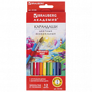 Карандаши цветные "Академия" 12 цветов BRAUBERG  - фото