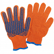 Перчатки 5 ниточные с ПВХ "Крис-кросс", оранж. - фото