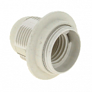 Патрон Е27 пластиковый с кольцом термостойкий белый, EKF, LHP-E27-r - фото