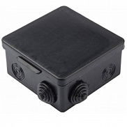 Коробка распределительная ОУ, IP54, 80х80х50мм, 7 вводов, с гермовводами, черная - фото