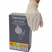 Перчатки латексные неопудренные Benovy, M - фото