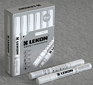 Маркер-краска белый LEKON PROFI c нитроэмалью, алюминиевый корпус - фото