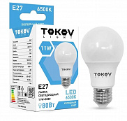 Лампа светодиодная LED, груша (A60), 11 Вт, E27, 6500K белый Tokov Electric - фото