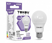 Лампа светодиодная LED, груша A60, 11 Вт, E27, 4000K белый Tokov Electric - фото