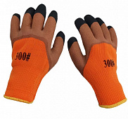 Перчатки акриловые утепленные оранжевые "Ноготки" - фото